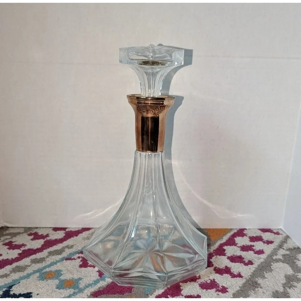 Vintage MCM Large Cut Glass Wine decanter and stopper‎